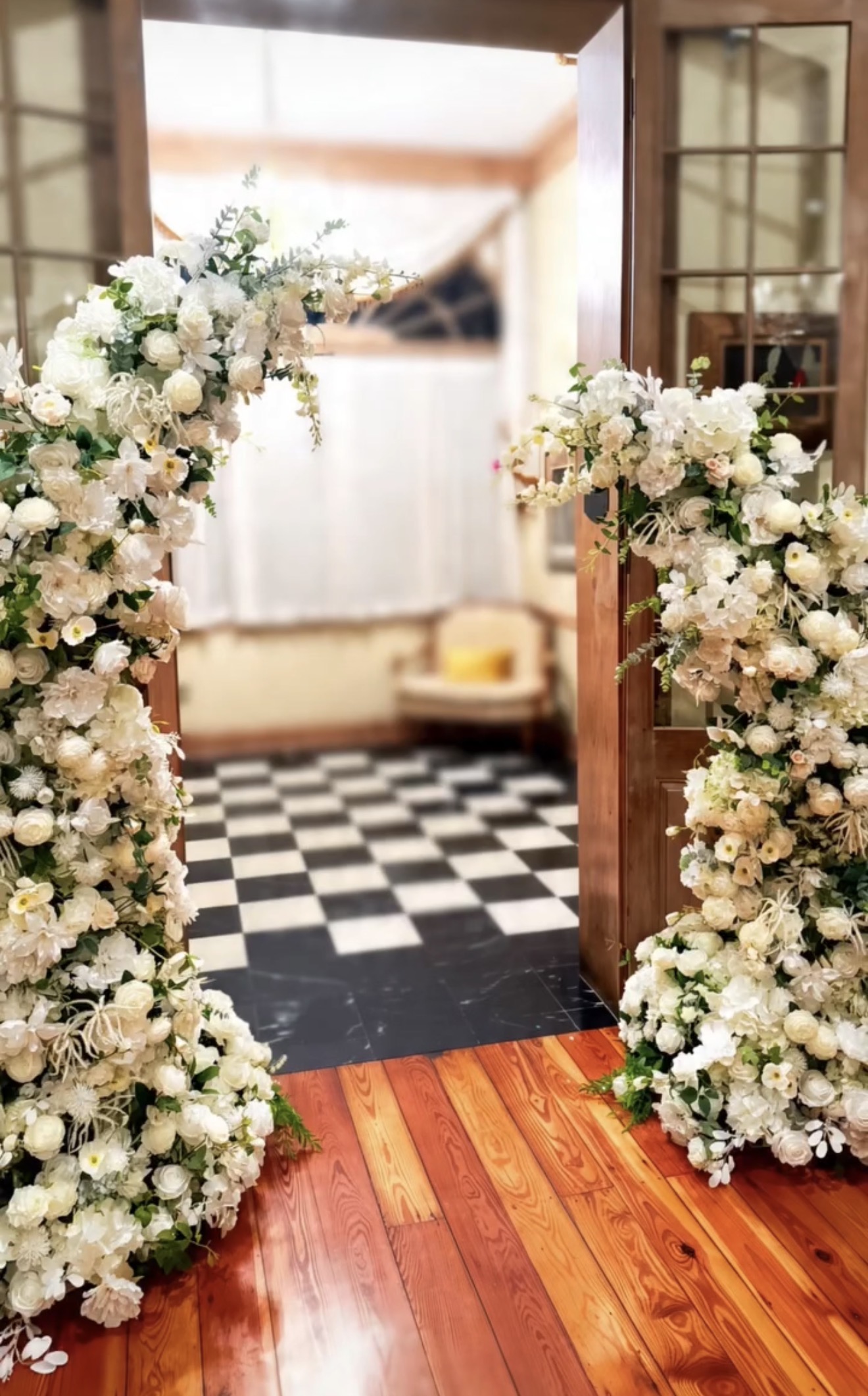 LOVE marquee letters with wedding cake and blush florals